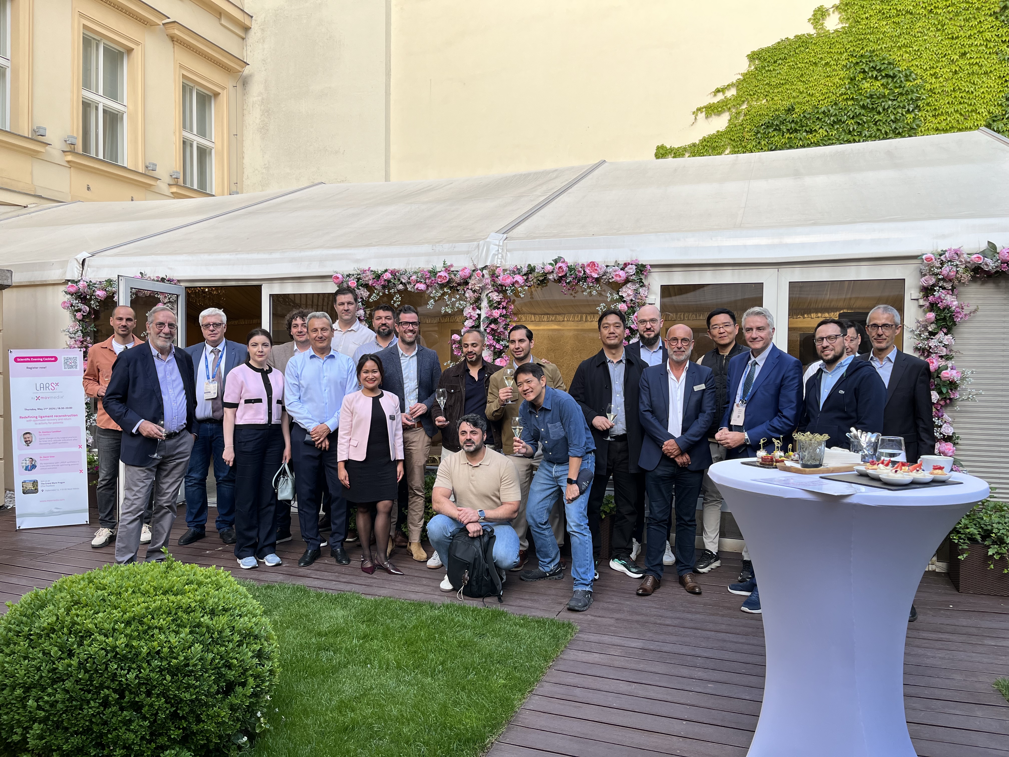 Surgeons and partners at Movmedix scientific cocktail during ESSKA 2026